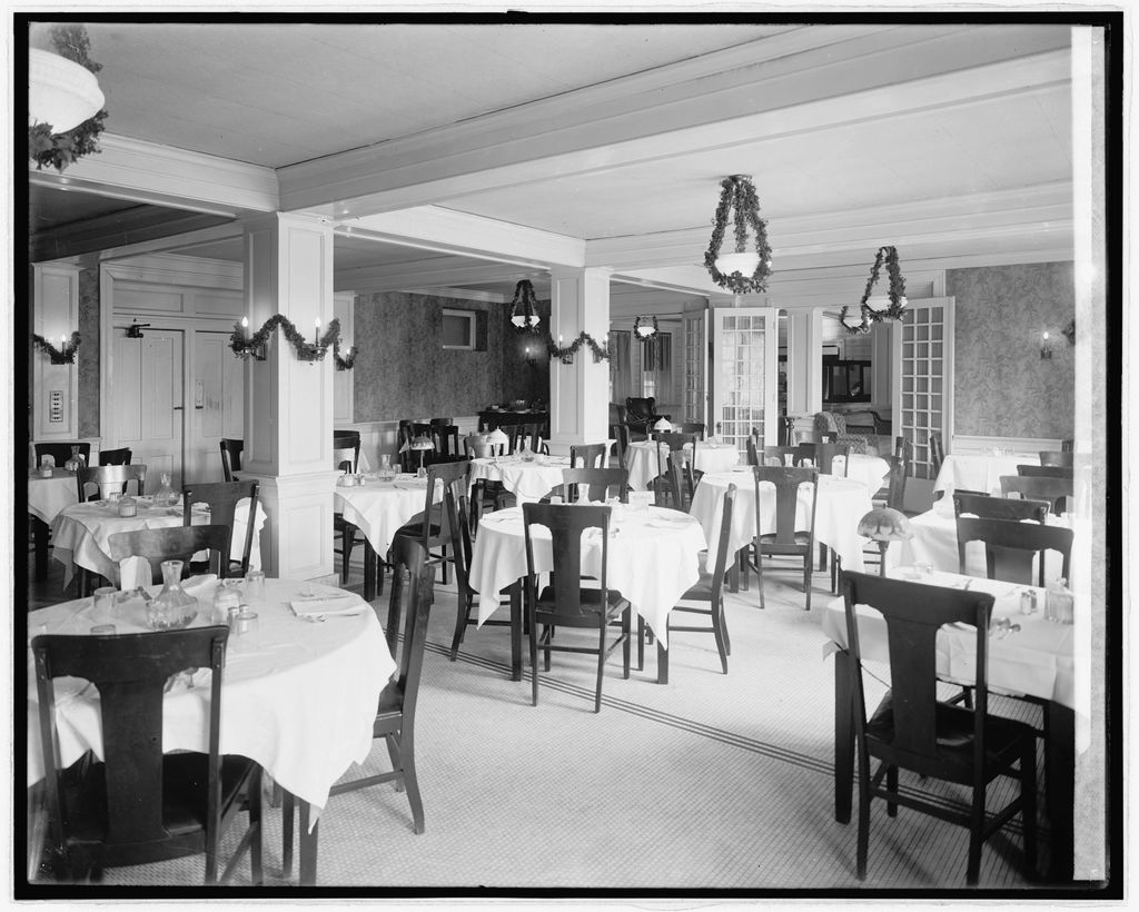 The dining room, laid for service